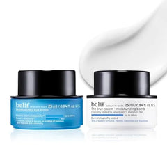 belif Peptide Eye Bomb & Moisturizing Bomb Duo Firming Anti Aging Eye Cream + Intense Hydration Face Cream for Fine Lines, Wrinkles & Dry Skin Korean Skincare Set, 50ml