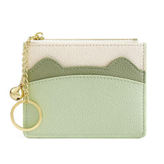 Valentoria Slim RFID Blocking Card Holder Small Pocket Wallet Keychian Zipper Coin Purse Minimalist Leather Cash & Coin & Cards Case for Women Men (Z2-Green)
