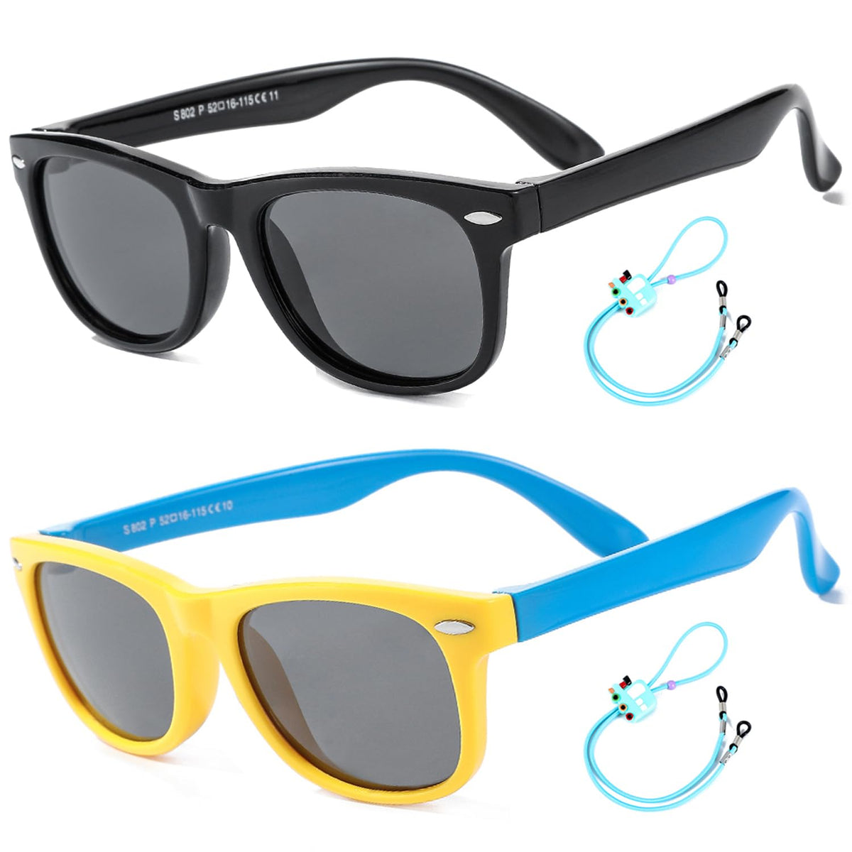 Flexible Kids Sunglasses Polarized Sports Sun Glasses Girls Boys Shades with Straps UV400 Protection Eyewear for Age 2-10