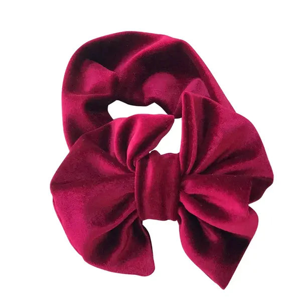PATPAT Solid Color Bowknot Headbands for Girls wine red