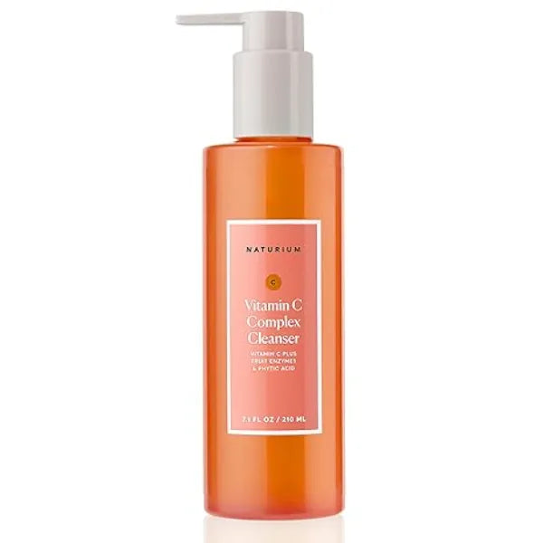 Naturium Vitamin C Complex Cleanser, Gently Exfoliating & Deeply Cleansing Foaming Face Wash Gel with Phytic Acid & Fruit Enzymes, 7.1 oz 210 ml