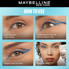 Maybelline New York Tattoo Play Light Blue Liquid Eyeliner - Longwear Waterproof Eyeliner - Metallic Finish, Ride, 2.1ml