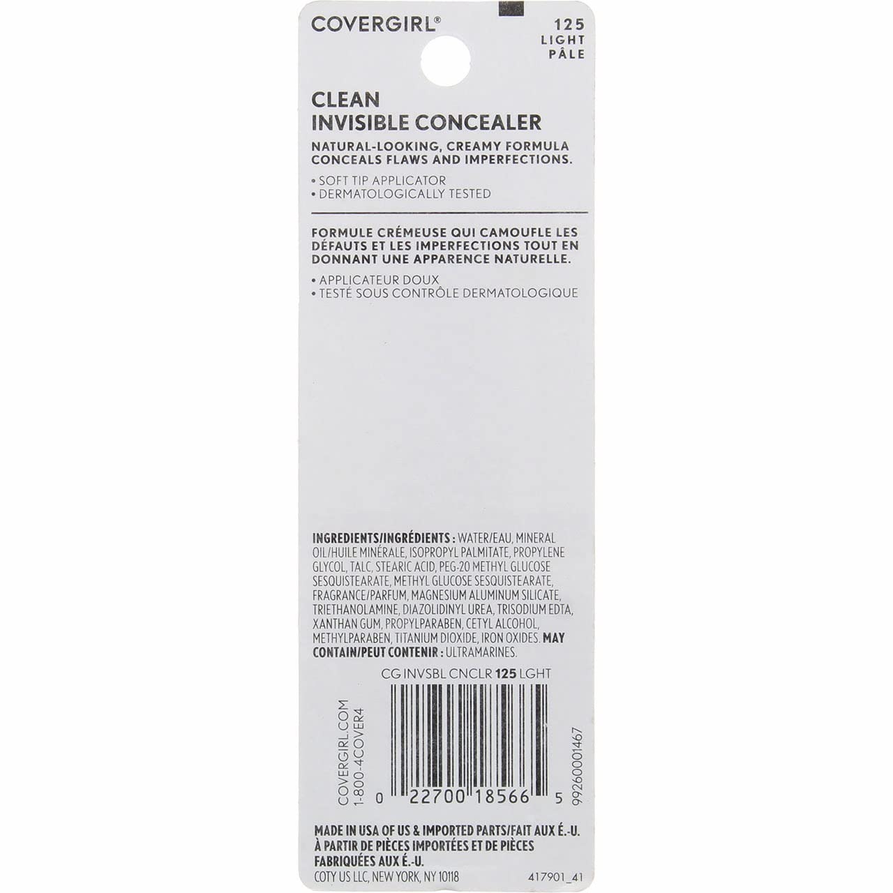 CoverGirl Invisible Concealer, Light [125], 0.32 oz (Pack of 4)