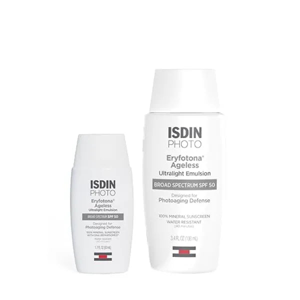 ISDIN Eryfotona Ageless Bundle 100% Mineral Tinted Sunscreen Broad Spectrum SPF 50, Suitable for Sensitive Skin