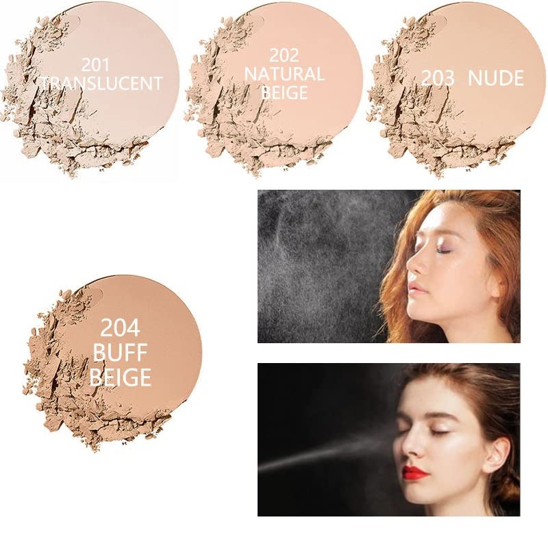 2 Pack Matte Face Powder, Control Oil Brighten Skin Color Cover Blemish Whitening Makeup Face Setting Loose Setting Powder Foundation。207-Sand