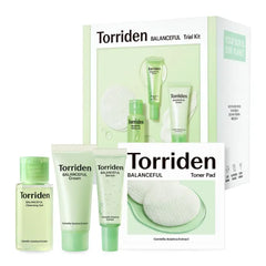 Torriden BALANCEFUL Cica Trial Kit, 5D Cica Infused Daily Skincare Kit - 4 Step Regimen with Cleansing Gel, Toner Pad, Serum, and Cream | Travel Essential