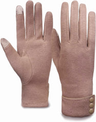 Tomily Womens Touch Screen Phone Fleece Windproof Gloves Winter Warm Wear - Black / khaki