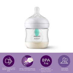 Philips-Avent NATURAL 3.0 FEEDING BOTTLE 125ML X1 with vent, Transparent