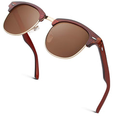 GQUEEN Classic Horn Rimmed Semi Rimless Polarized Sunglasses for Men Women GQO6