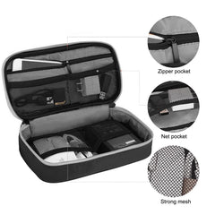Bhuuno Acoki Travel Carry Bag,Electronic Accessories Thicken Cable Organizer Bag Portable Case for Hard Drives, Cables, Black(S)