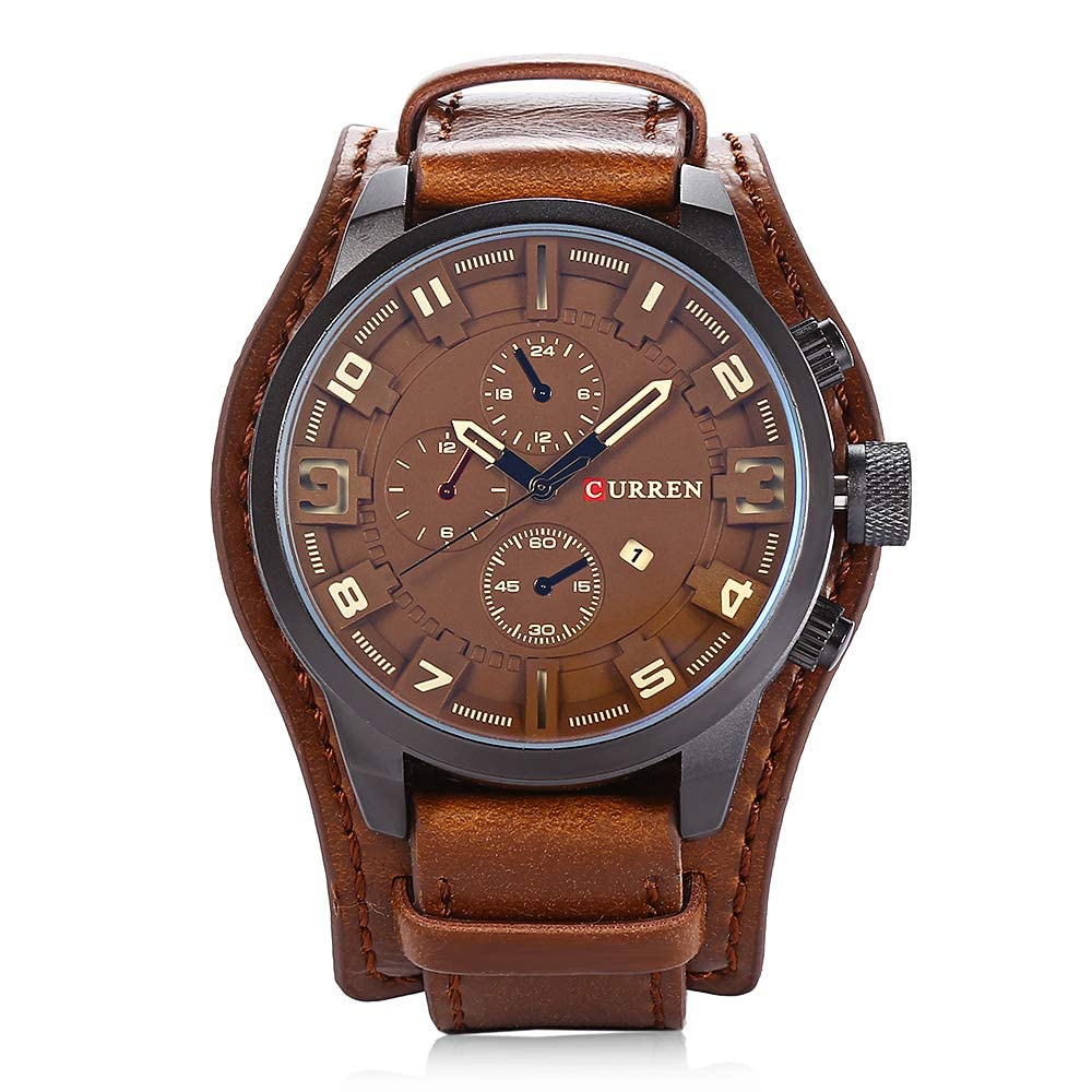 Curren 8225 Casual Decorative Sub-dial Male Quartz Watch Brown watch for Men - Casual Watch Brown