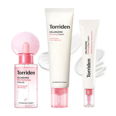 Torriden CELLMAZING Pore Perfecting Ampoule 1.01 fl.oz. + CELLMAZING Firming Cream 2.02 fl.oz. + CELLMAZING Firming Eye Cream 1.01 fl.oz | Improving Skin Elasticity | 5D Collagen Complex