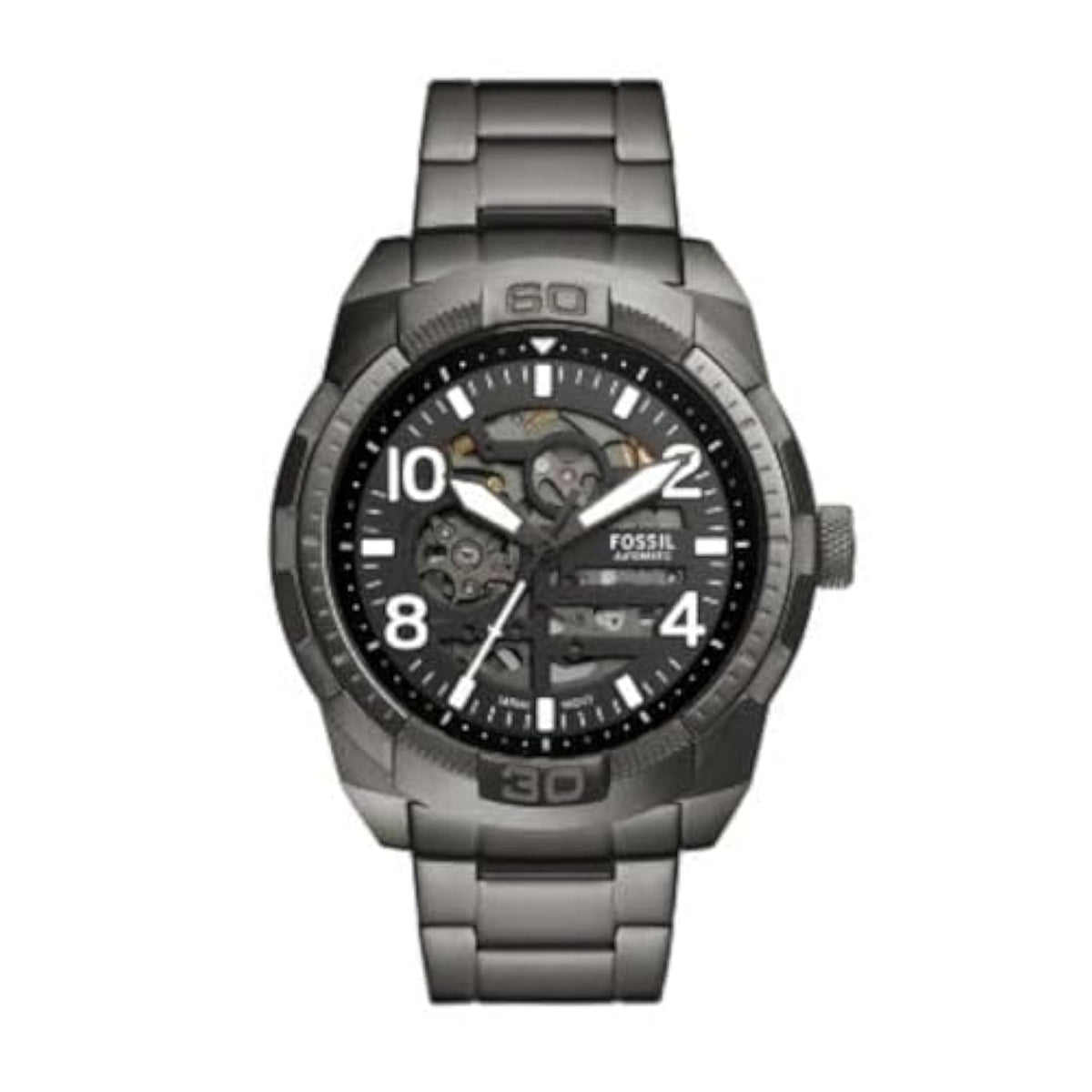 Fossil Bronson Men's Watch with Stainless Steel Bracelet or Genuine Leather Band, Chronograph or Three-Hand Analog Display Grey_Black