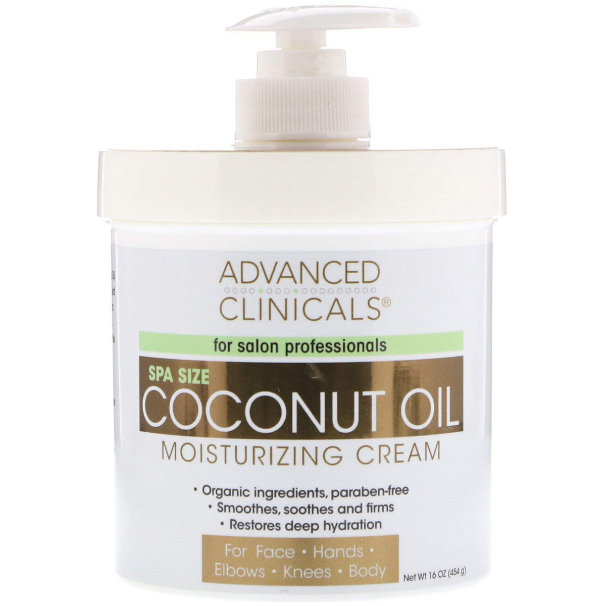 Advanced Clinicals Coconut Oil Moisturizing Cream (16 oz/454 g)