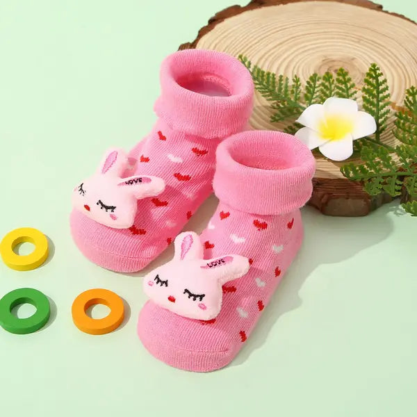 PATPAT Baby Cartoon Animal Fruit Three-dimensional Socks Pink