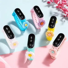 PATPAT Toddler Sunflower Decor LED Watch Digital Smart Electronic Watch (With Packing Box) blue