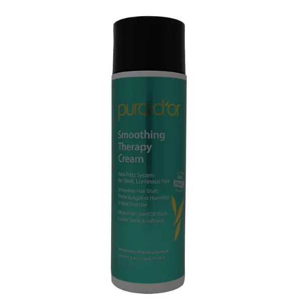 PURA D'OR Smoothing Therapy Leave-In Styling Cream (8oz) for Anti-Frizz Straightens & Smoothes Dull, Dry, Brittle Hair, Infused with Natural & Organic Ingredients, for Men and Women