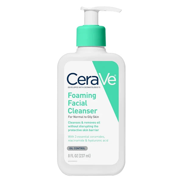 CeraVe Foaming Facial Cleanser, Daily Face Wash for Oily Skin, Hyaluronic Acid + Ceramides + Niacinamide, Fragrance Free & Paraben Free, Non-Drying Oil Control Face Wash