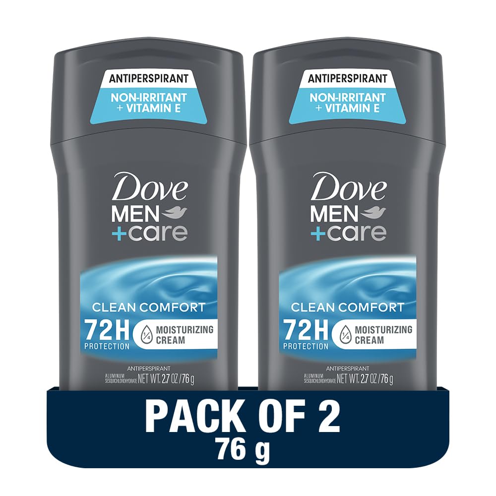 Dove Men+ Care Antiperspirant Deodorant Stick, 72H Protection, Clean Comfort, Vitamin E & Moisturizer - 76g (Pack of 2)