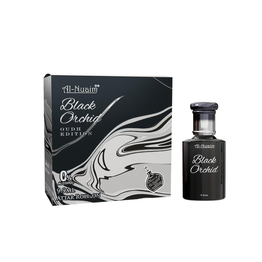 Al Nuaim Amer Series | Black Orchid Alcohol Free Unisex Attar - 9.9ml | Concentrated Perfume Oil | Exquisite Floral and Spicy Fragrance with Oudh