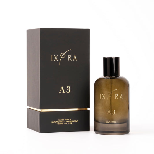 Ixora A3 Perfume - Luxurious Oriental Fragrance with Oud Al Bakhoor, White Oud, Saffron, and Amber Notes