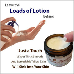 Vintage Tradition Beef Tallow All Purpose Balm – Healing, Hydrating Peppermint Oil Skin Care Salve Replaces Body Lotion, Hand Cream, More – Essential Oil, Olive Oil, and Grass-Fed Tallow , 2 fl. oz.
