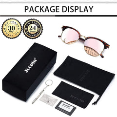 Joopin Polarized Semi Rimless Sunglasses Men Women, Classic Half Frame Sun Glasses UV Protection