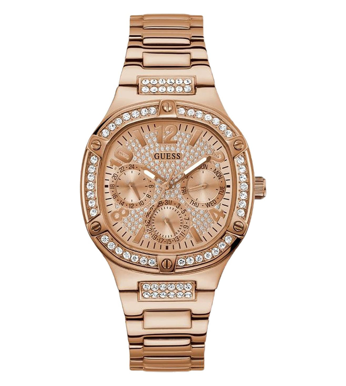 GUESS Ladies 40mm Watch - Silver Tone Strap Silver Dial Silver Tone Case