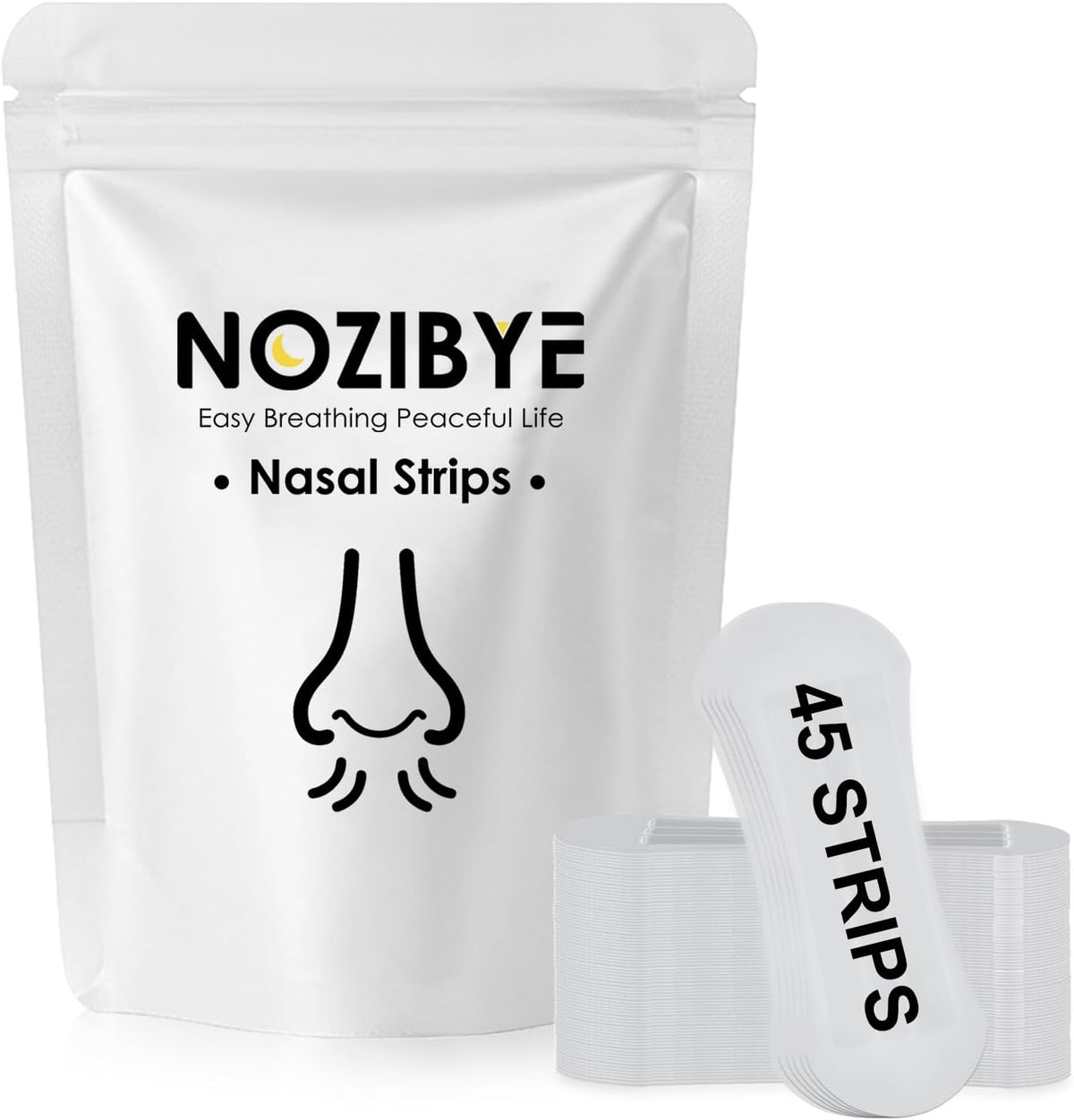 Nozibye Nasal Strips, Nose Strips for Breathing - 45 Strips, Clear