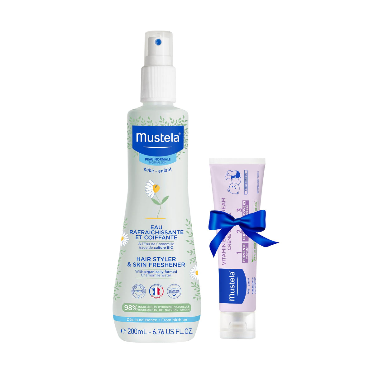 Mustela, Hair Styler & Skin Freshener for Baby, 200 ml & 2 3 Vitamin Barrier Cream 50ml