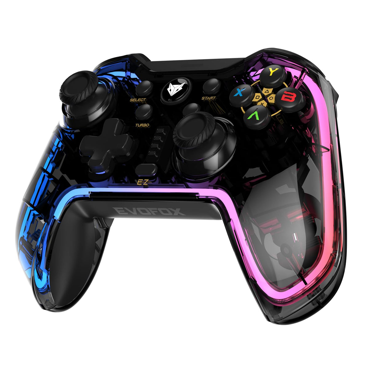 Amkette EvoFox One Universal Bluetooth Gamepad For iOS, iPadOS, Android, PS4 and PC (X-Input) with The Dojo App, Detachable Mobile Clamp, Low Latency Bluetooth 5.1 and More (Transparent)