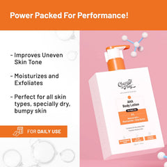 Chemist At Play AHA Body Lotion with 5% Natural AHA, Niacinamide, Shea Butter | For Exfoliating Dry & Dead Skin Cells, Deep Nourishment & Radiant Skin | Skin Brightening Lotion | 236ml