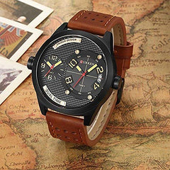 Curren Casual Watch For Men Analog Leather - 8252 - Brown