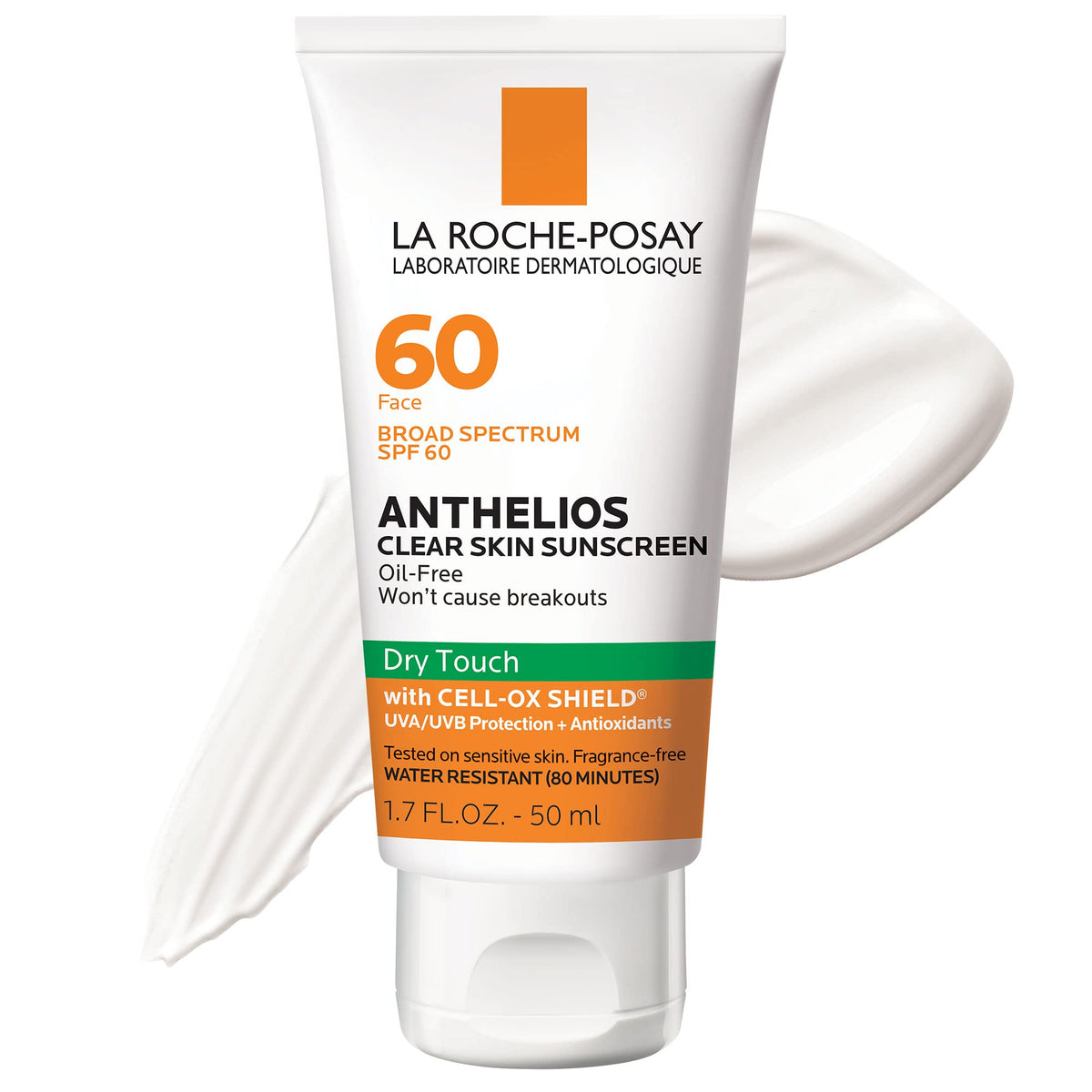 La Roche-Posay Anthelios Clear Skin Dry Touch Sunscreen SPF 60, Oil Free Face Sunscreen for Acne Prone Skin, Won't Cause Breakouts, Non-Greasy, Oxybenzone Free