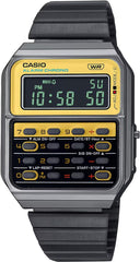 Casio Unisex Digital Dial Stainless Steel Band Watch Black / Yellow / Black