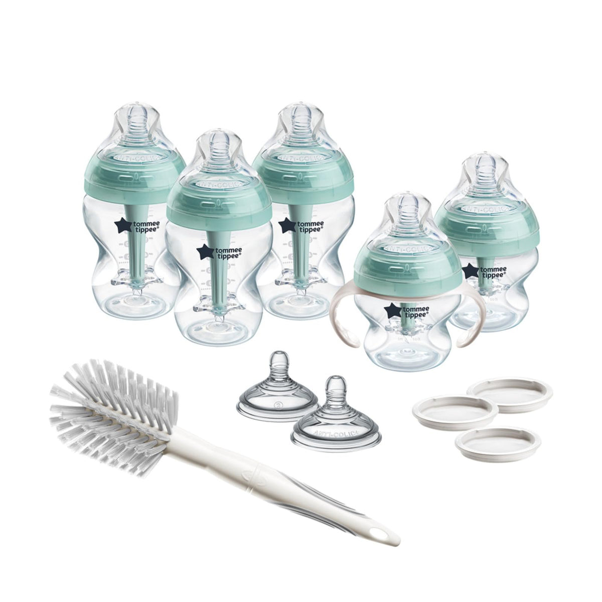 Tommee Tippee Advanced Anti-Colic Grow with Baby Bottle Set, 0m+, 5oz & 9oz Self-Sterilizing Bottles, Slow & Medium-Flow Breast-Like, Bottle Handles