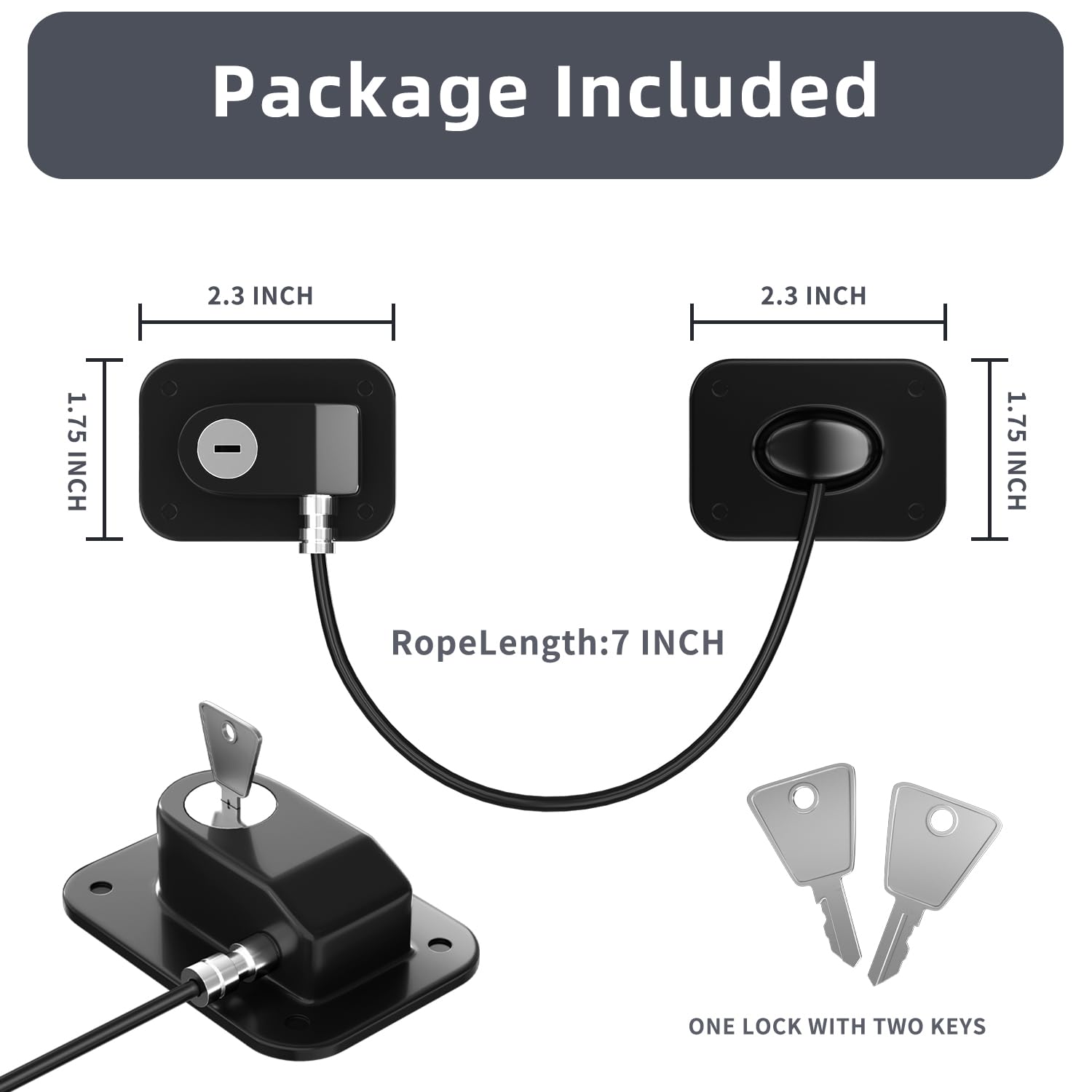 RORMGO Refrigerator Lock 2 Packs, Fridge Lock with Silicone Wire Protection Fridge Locks for Kids Easy to Use and Install Fridge Locks with Key Surface-Friendly Freezer Lock, Black