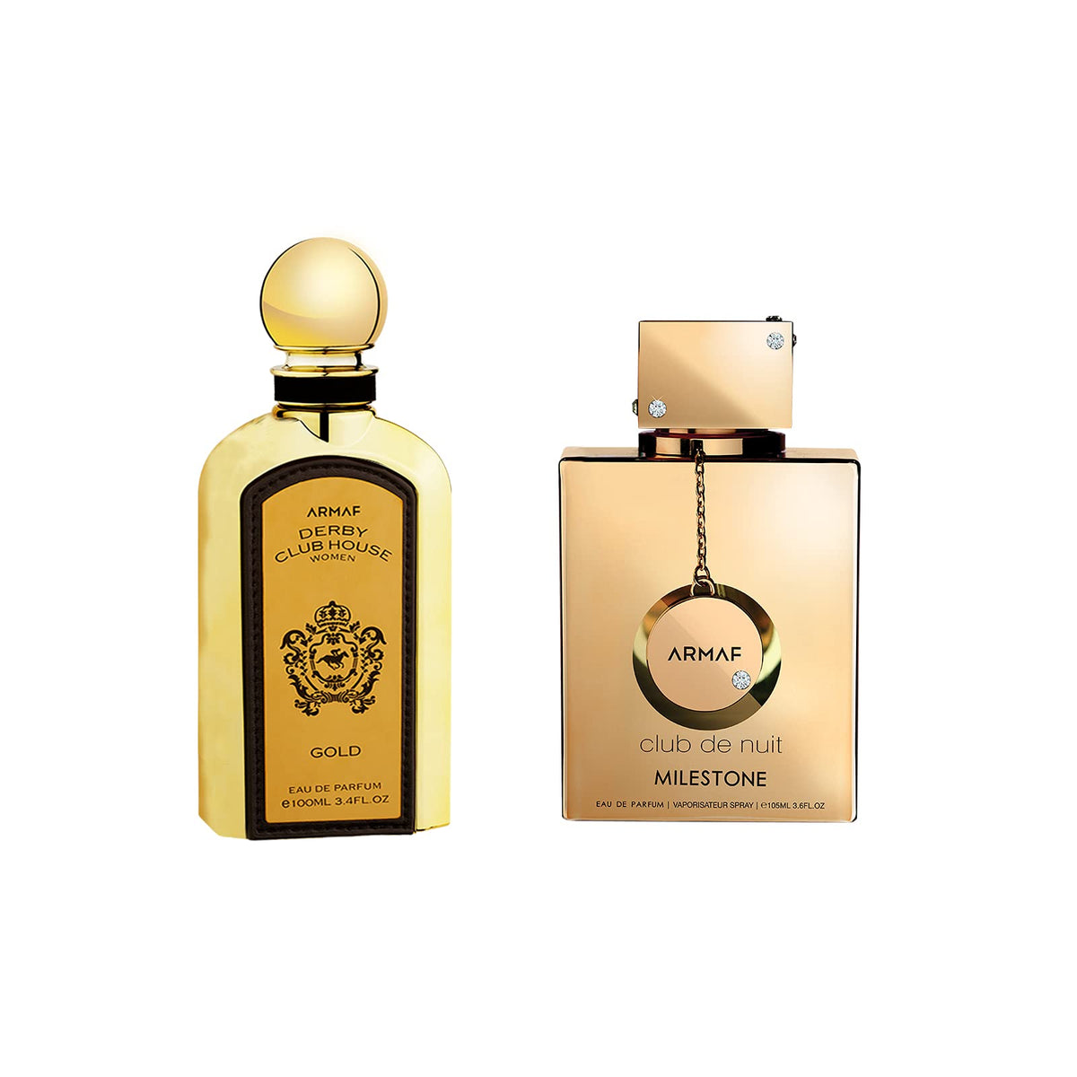 Armaf Gold Collection Women Perfume 2 Piece Gift Set - Derby Club House Gold EDT, 100ML - Club De Nuit Milestone EDP, 105ML - perfumes for women - perfume for man