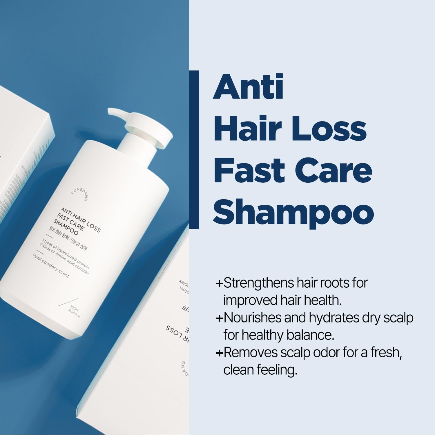 Anti Hair Loss Fast Care Hair Shampoo 16.90 fl. oz.(500ml)- Volumizing Shampoo for Damaged Thinning Hair and Hair Loss with 17 types of amino acids and protein complex | Fortifies & Strengthens Hair