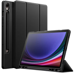 JETech Case for Samsung Galaxy Tab S9 11 Inch with S Pen Holder, Soft TPU Tri-Fold Stand Protective Tablet Cover, Support S Pen Charging, Auto Wake/Sleep (Graphite Black)