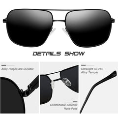 KANASTAL Polarized Sunglasses for Men Women, Large Memory Metal Frame Lightweight Sun Glasses 100% UV400 Protection Shades for Driving
