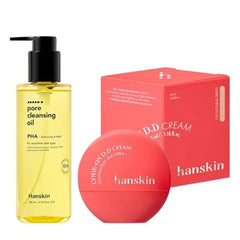 Hanskin Foundation & Cleansing Oil Duo Double D Cream Foundation 23N + PHA Pore Cleansing Oil 6.76 oz| Full Coverage Korean Base Makeup + Deep Pore Cleanser for Blackheads & Waterproof Makeup