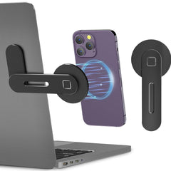 QUEENADA Rotatable Magnetic Phone Holder for Laptop - Universal Laptop Accessories Compatible with iPhone 14 13 12 Pro Max Portable Electronic Device Stand, Adjustable,Arm,Handle(black)