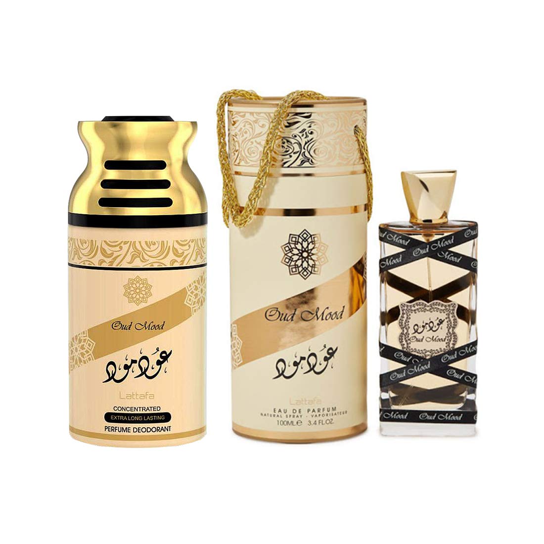 Lattafa Oud Mood Perfume + Body Spray, with Fresh Oriental Arabic Fragrange,Combo Pack of 2, For Men and Women