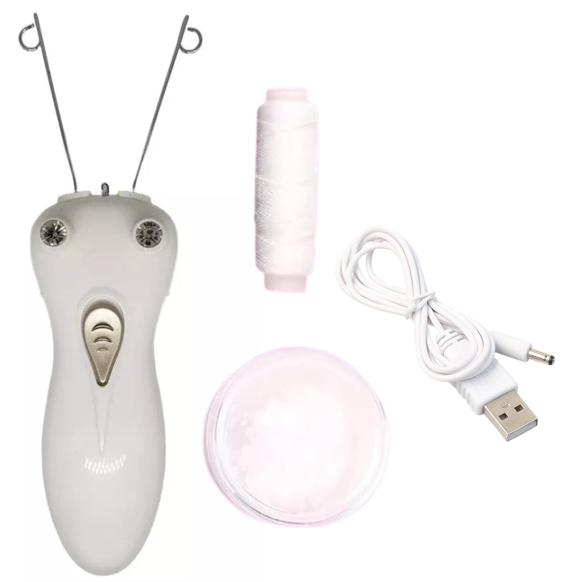Electric Cotton Thread Epilator Lady Facial threading Machine Hair Remover for Women, Automatic Threader Machine Epilator for Fine Hairs on Face,Chin,Upper,Lip, Arms (White+Brown)