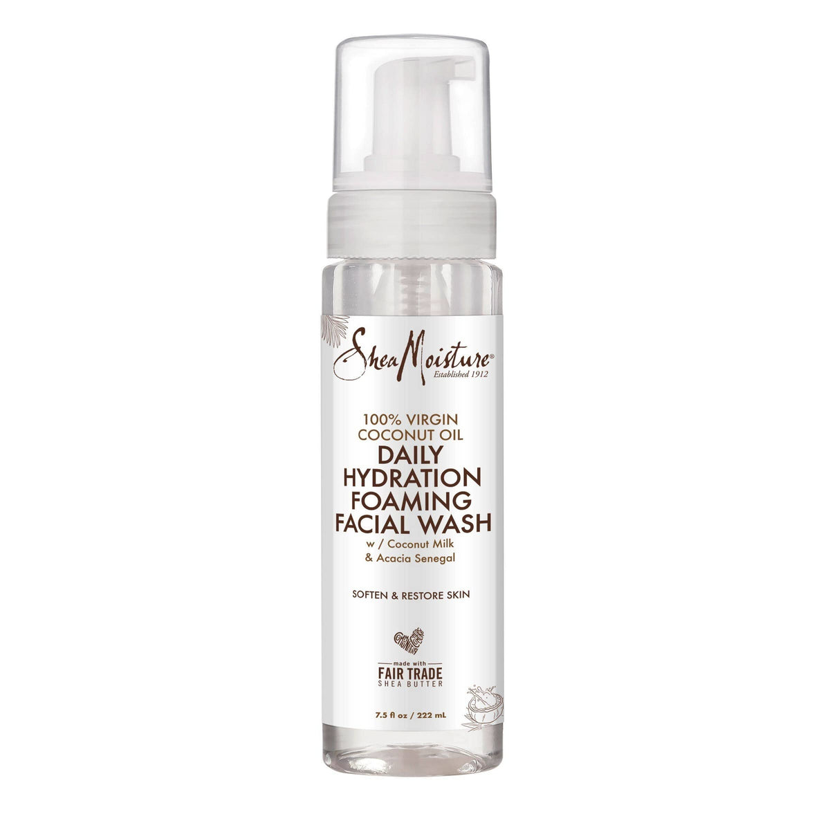 Shea Moisture Daily Hydration Foaming Facial Wash, 100% Virgin Coconut Oil, 7 fl oz (222 ml)