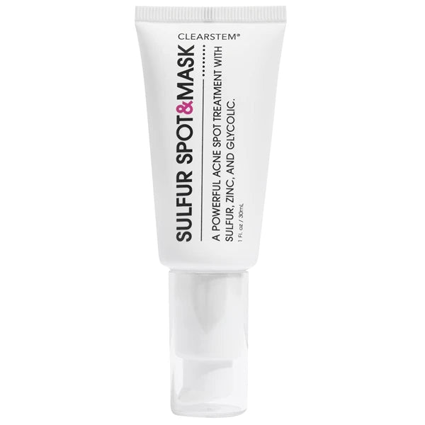 CLEARSTEM SULFUR SPOT&MASK Face Mask for Acne - Sulfur Spot Cleanser Facial Mask - Weekly Acne Face Mask for Clear & Smooth Skin - Made with Kaolin Clay & Glycolic to Reduce Blackheads & Blemishes