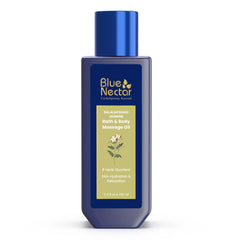 Blue Nectar Body Oil for Women & Men | Bath & Body Massage Oil with Ashwagandha & Natural Jasmine Oil | Plant Based Aromatherapy (8 Herbs, 100ml)
