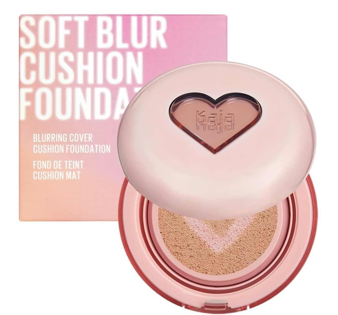 Kaja Soft Blur Cushion Foundation - Medium Tan - Lightweight Liquid Cushion Foundation with Puff Sponge Applicator - Buildable Natural Coverage - Smooth Finish - Long Wear Hydrating Formula