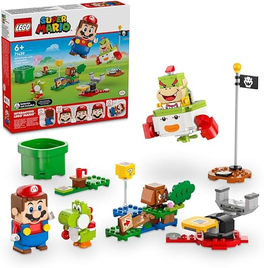 LEGO Super Mario Adventures with Interactive LEGO Mario, Bowser Jr.’s Clown Car Vehicle Set, with Yoshi Toy, Nintendo Gift for 6 Plus Year Old Boys, Girls and Gamers 71439